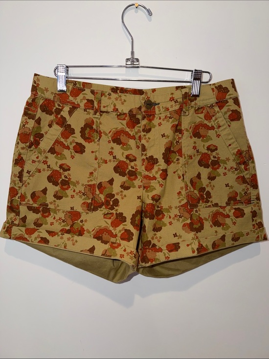 Toad&Co Pants - Toad&Co Tan Organic Cotton Shorts Earthworks Red Floral Women’s Size 8